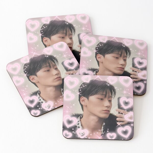 Item preview, Kpop Ateez San Selfie Pink Hearts Photo designed and sold by StarBunnyDesign.