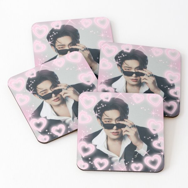 Item preview, Kpop Ateez Mingi Selfie Pink Hearts Photo designed and sold by StarBunnyDesign.