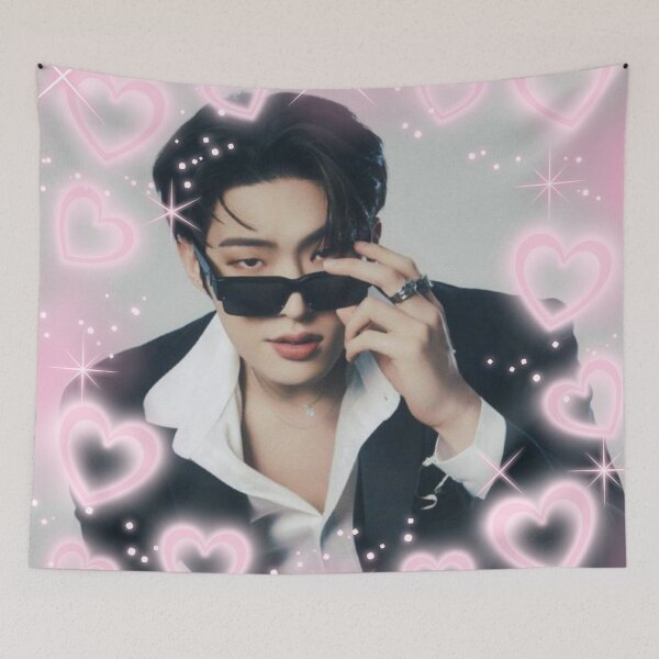 Item preview, Kpop Ateez Mingi Selfie Pink Hearts Photo designed and sold by StarBunnyDesign.