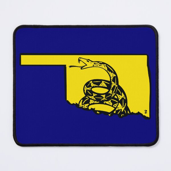 Item preview, OKLAHOMAN - Libertarian - Don't Tread On Me Gadsden Snake on OKLAHOMA Map on Blue default background, #020279 designed and sold by pelagio.