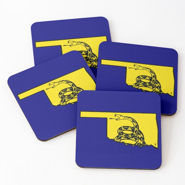 Item preview, OKLAHOMAN    - Libertarian - Don't Tread On Me Gadsden Snake on  OKLAHOMA  Map on Blue default background, #020279 designed and sold by pelagio.