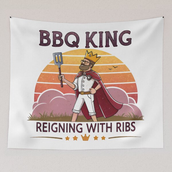 Item preview, retro bbq king reigning with ribs designed and sold by GogoGrove.