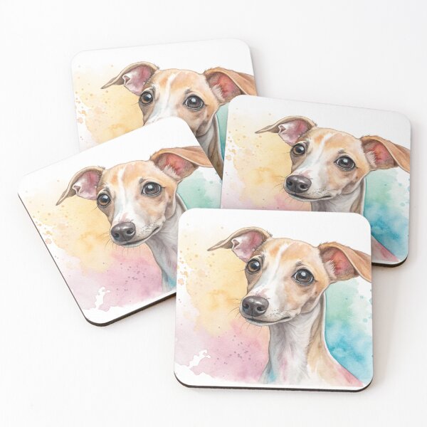 Item preview, Funny adorable portrait headshot of cute doggy. Italian Greyhound dog breed puppy, standing facing front designed and sold by elkuni.