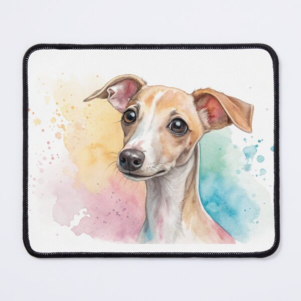 Item preview, Funny adorable portrait headshot of cute doggy. Italian Greyhound dog breed puppy, standing facing front designed and sold by elkuni.