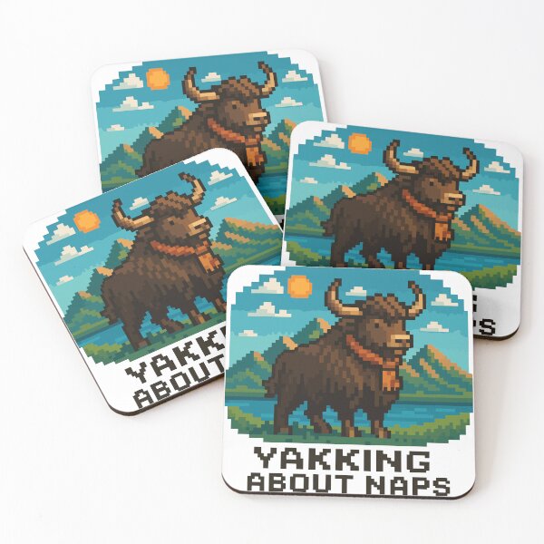 Item preview, Yakking About Naps – Cozy Pixel Yak in Mountains designed and sold by NaturePixel.