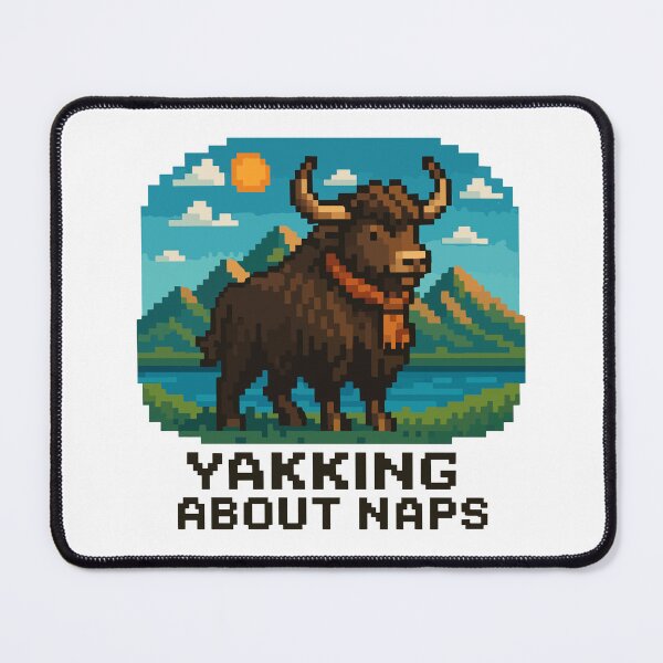 Item preview, Yakking About Naps – Cozy Pixel Yak in Mountains designed and sold by NaturePixel.