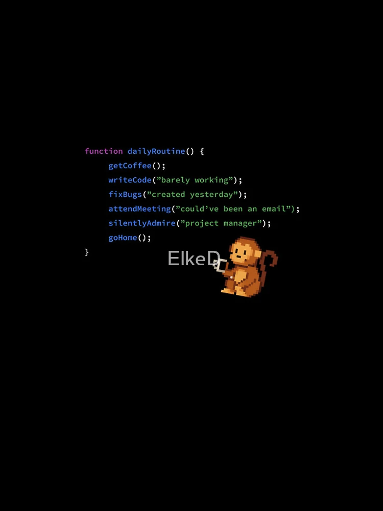 Thumbnail 4 of 4, iPhone Case, Code Monkey Daily Routine – Funny JavaScript Design designed and sold by ElkeD.