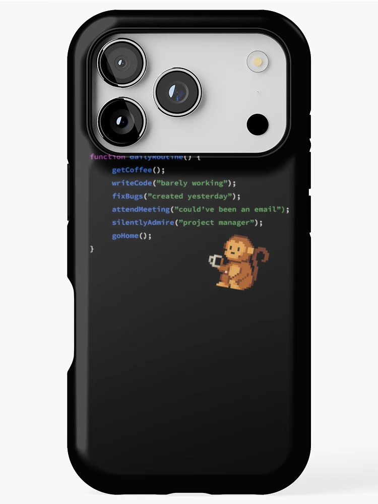 Thumbnail 1 of 4, iPhone Case, Code Monkey Daily Routine – Funny JavaScript Design designed and sold by ElkeD.