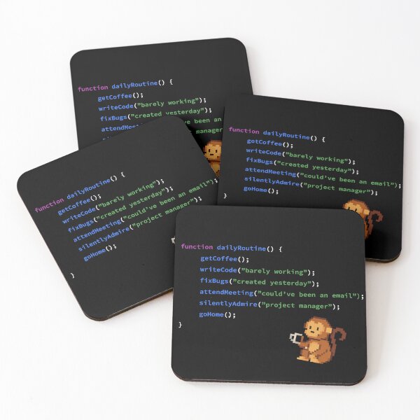 Item preview, Code Monkey Daily Routine – Funny JavaScript Design designed and sold by ElkeD.