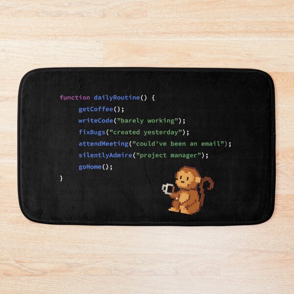 Item preview, Code Monkey Daily Routine – Funny JavaScript Design designed and sold by ElkeD.