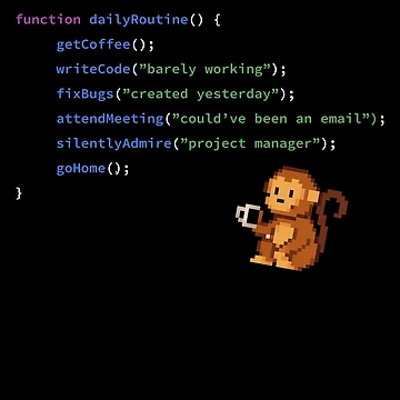 Vorschaubild zum Design Code Monkey Tagesablauf – Lustiges JavaScript-Design von ElkeD