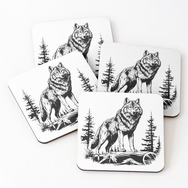 Item preview, Gray Wolf Wild Alpha Dog Canine Apex Forest Woodland Log designed and sold by inkoutninja.