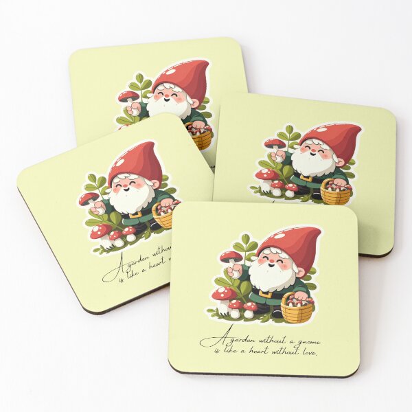 Item preview, Whimsical Garden Gnome Holding a Basket of Mushrooms with a Nature Quote designed and sold by Rue Market.