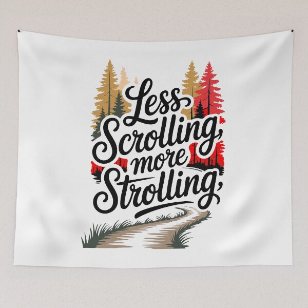 Item preview, Less traveling, more walking: autumn forest hand-lettering design designed and sold by Mahilis.