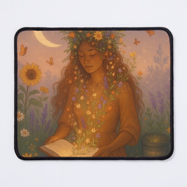 Item preview, She Read Until Her Soul Bloomed – Floral Growth & Magic Book Art designed and sold by MoonMommaMagic.