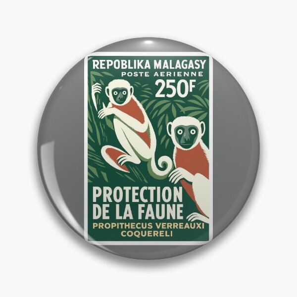 Item preview, Madagascar Lemur White Sifaka Stamp Poster designed and sold by retrographics.