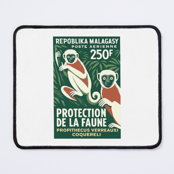 Item preview, Madagascar Lemur White Sifaka Stamp Poster designed and sold by retrographics.