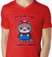 Kawaii Cat Cute Funny Mario Parody Men's V-Neck T-Shirt