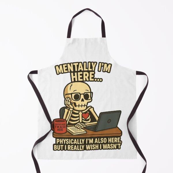 Item preview, Mentally I’m Here – Skeleton Office Life Humor designed and sold by Bluntdivas.