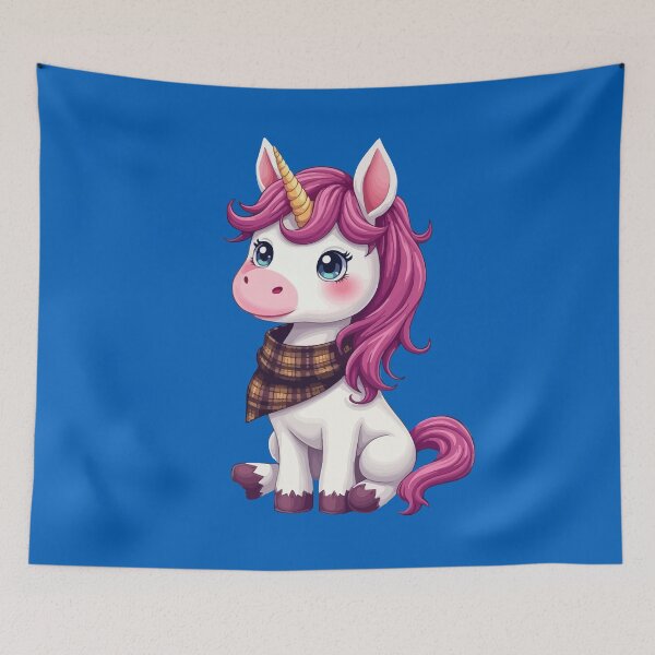 Item preview, Cute Pink Unicorn Wearing A Scottish Plaid Neckerchief designed and sold by taiche.