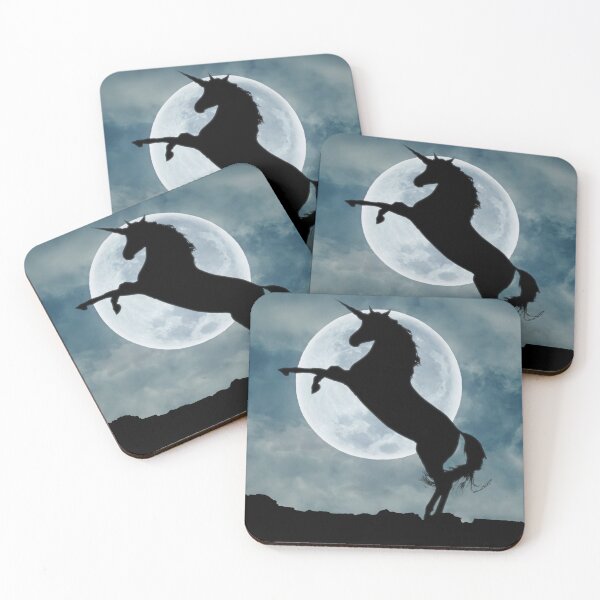 Item preview, Black Unicorn Silhouette Full Moon Fantasy Art designed and sold by SandyMDesigns.