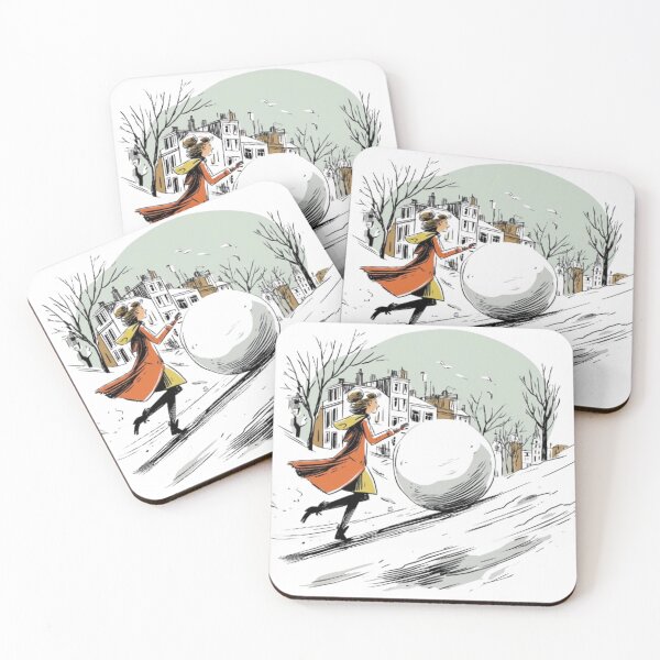 Item preview, A Woman Pushing A Large Snowball designed and sold by PixelPopShops.