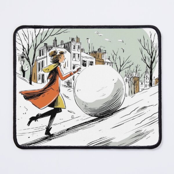 Item preview, A Woman Pushing A Large Snowball designed and sold by PixelPopShops.