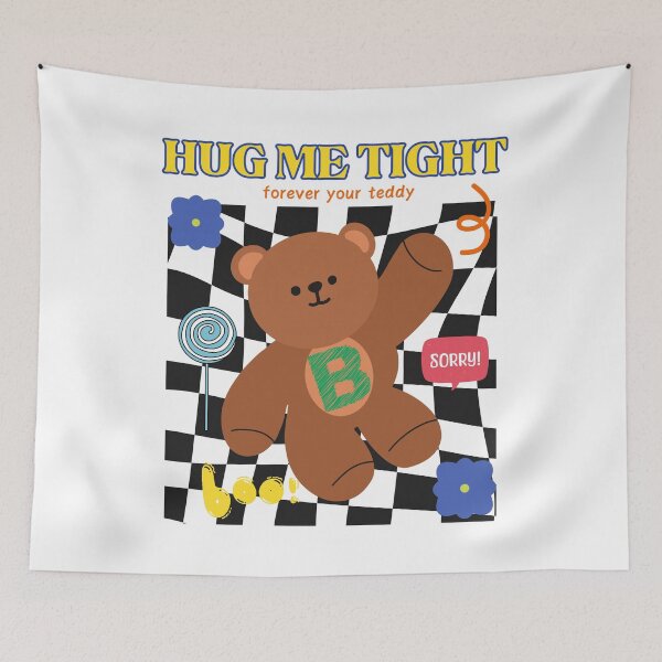 Item preview, Hug Me Tight – Cute Retro Teddy Bear Design designed and sold by mintmono-studio.