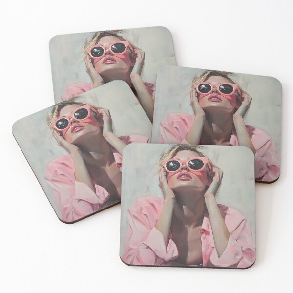 Item preview, Dreamy Girl in Pink Glasses - Modern Portrait Art designed and sold by Wild light.
