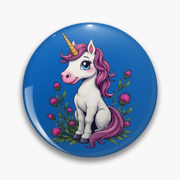 Item preview, Cute Pink Unicorn Seated Amongst Scottish Thistles designed and sold by taiche.