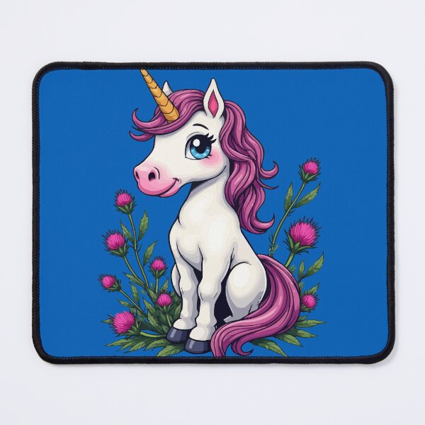 Item preview, Cute Pink Unicorn Seated Amongst Scottish Thistles designed and sold by taiche.