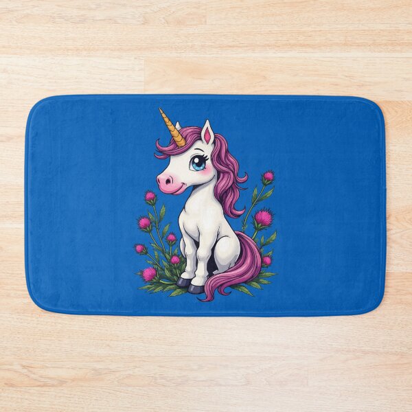 Item preview, Cute Pink Unicorn Seated Amongst Scottish Thistles designed and sold by taiche.