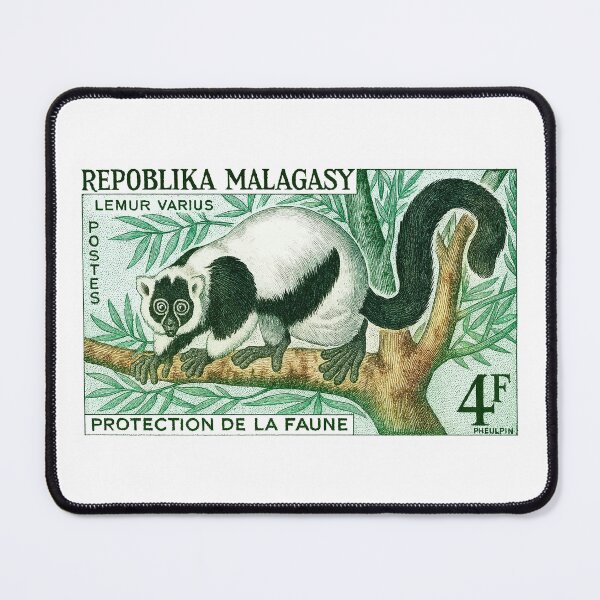 Item preview, 1961 Madagascar Ruffed Lemur Postage Stamp designed and sold by retrographics.