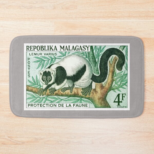 Item preview, 1961 Madagascar Ruffed Lemur Postage Stamp designed and sold by retrographics.