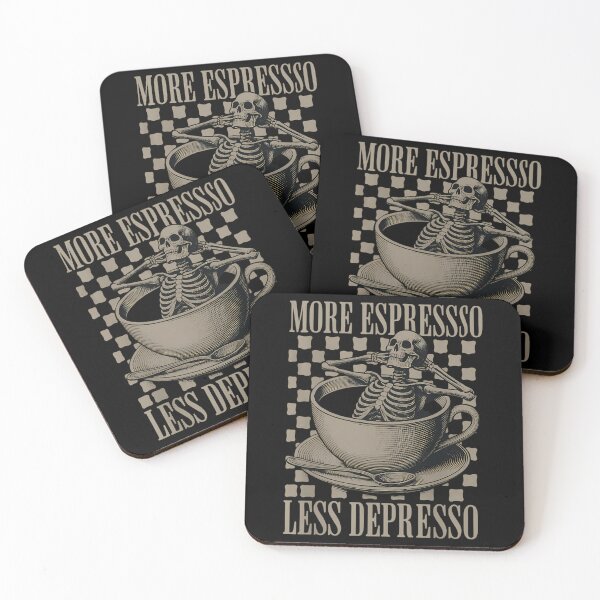 Item preview, More Espresso Less Depresso Halloween Skeleton In Coffee designed and sold by brynatshop.