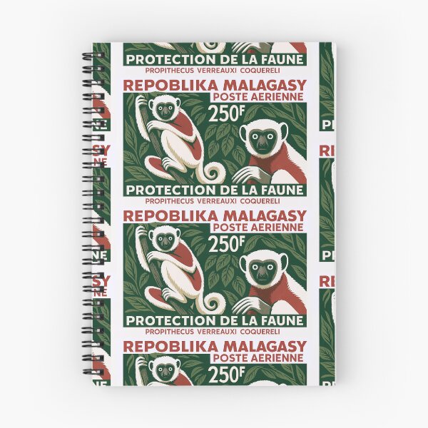 Item preview, Madagascar Lemur White Sifaka Stamp Poster designed and sold by retrographics.