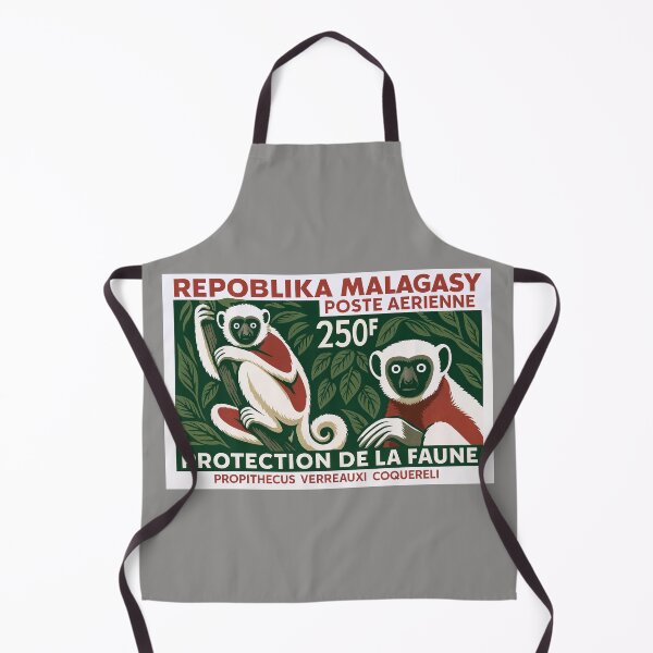 Item preview, Madagascar Lemur White Sifaka Stamp Poster designed and sold by retrographics.