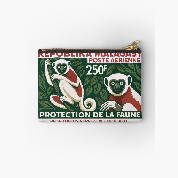 Item preview, Madagascar Lemur White Sifaka Stamp Poster designed and sold by retrographics.