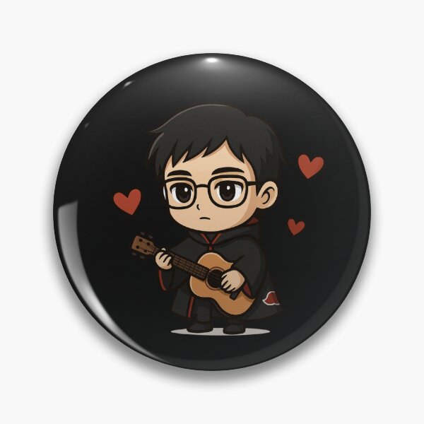 Item preview, Chibi Ninja Guitarist in Uchiha-Inspired Cape – Romantic Anime Music Art designed and sold by ColorSplash123.