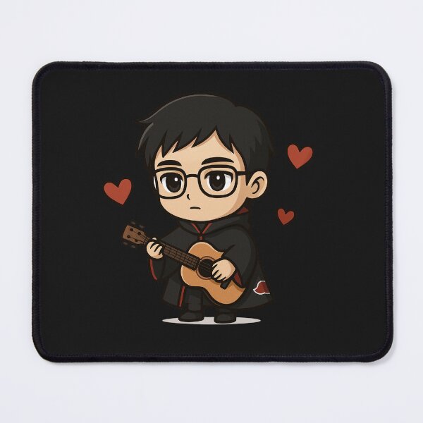 Item preview, Chibi Ninja Guitarist in Uchiha-Inspired Cape – Romantic Anime Music Art designed and sold by ColorSplash123.