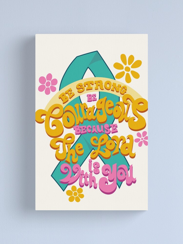 Thumbnail 1 of 3, Canvas Print, Motivational cancer Teal Ribbon designed and sold by YthomasArt.
