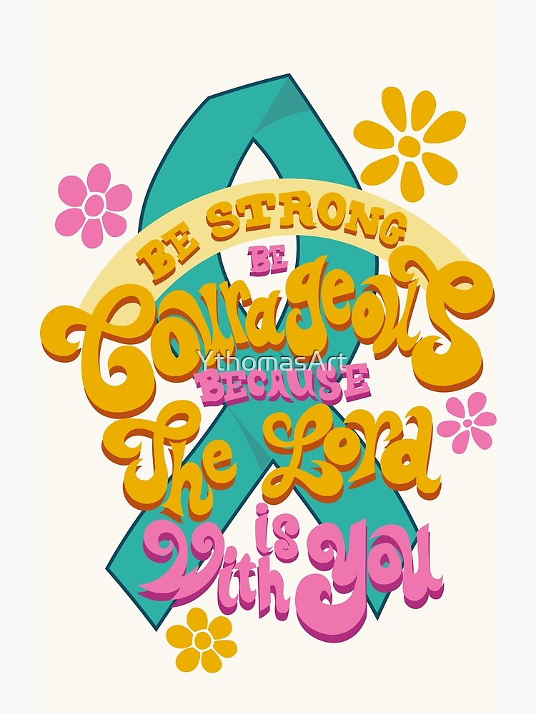 Thumbnail 3 of 3, Canvas Print, Motivational cancer Teal Ribbon designed and sold by YthomasArt.