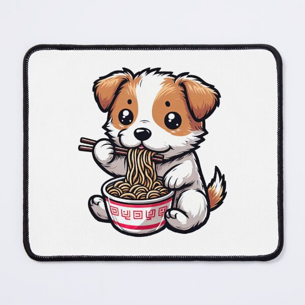 Item preview, Jack Russell Terrier Anime Dog Eating Ramen Noodles designed and sold by doodIllustrate.