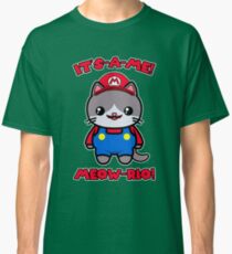 Funny Cute Cat Kawaii Mario Parody Classic T-Shirt