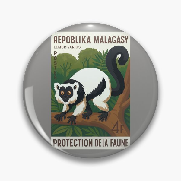 Item preview, Madagascar Ruffed Lemur Stamp Poster designed and sold by retrographics.