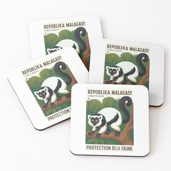 Item preview, Madagascar Ruffed Lemur Stamp Poster designed and sold by retrographics.