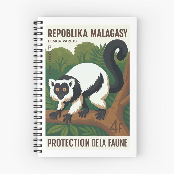 Item preview, Madagascar Ruffed Lemur Stamp Poster designed and sold by retrographics.