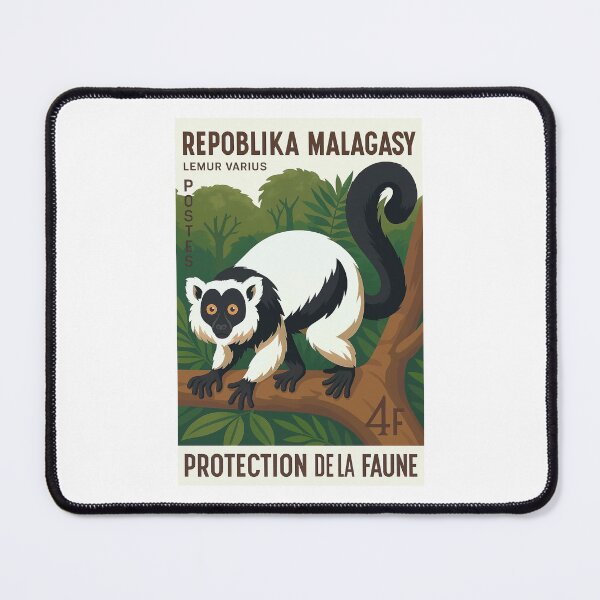 Item preview, Madagascar Ruffed Lemur Stamp Poster designed and sold by retrographics.