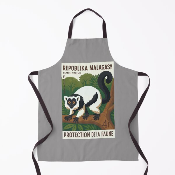 Item preview, Madagascar Ruffed Lemur Stamp Poster designed and sold by retrographics.
