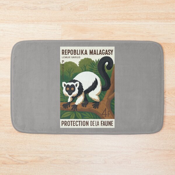 Item preview, Madagascar Ruffed Lemur Stamp Poster designed and sold by retrographics.